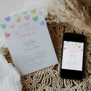 Sweetheart Valentine's Day 1st Birthday Invitation