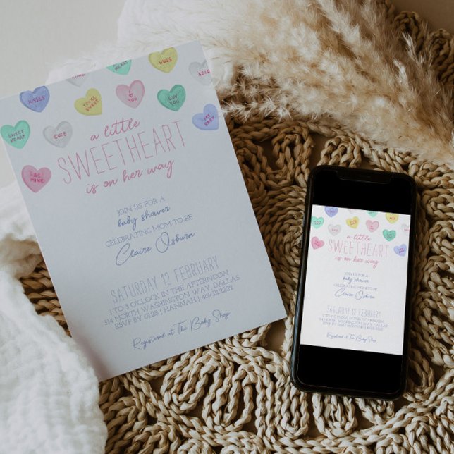 Sweetheart Valentine's Day Baby Shower Invitation (Creator Uploaded)