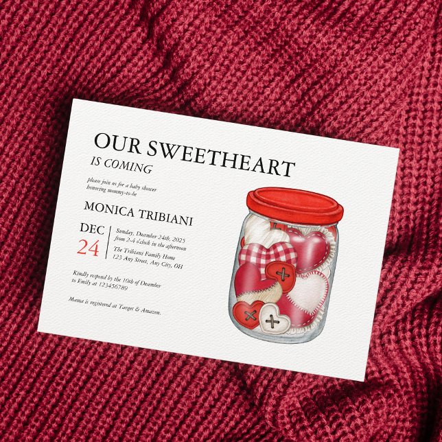 Sweetheart Valentine's day Baby Shower Minimalist Invitation (Creator Uploaded)