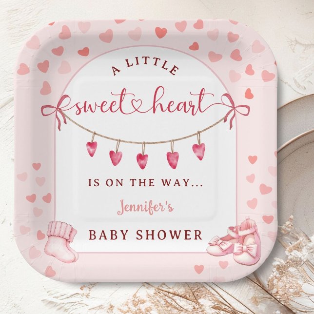 Sweetheart Valentine's Day Girl Baby Shower  Paper Plate (Creator Uploaded)