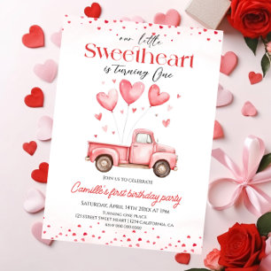 Sweetheart valentine's truck Girl birthday Invitation