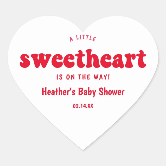 Sweetheart Valentines's Day Baby Shower Heart Sticker (Front)