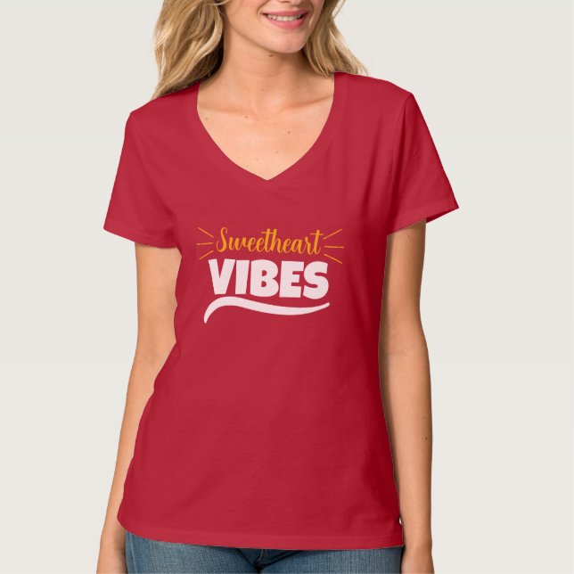 Sweetheart Vibes Graphic Women’s V-Neck T-Shirt (Front)