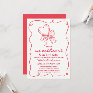 Sweetheart whimsical lollypop Baby Shower Invitation