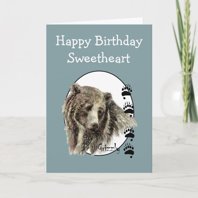 Sweetheart Wild Thing Birthday Grizzly Bear Animal Card (Front)