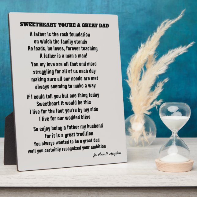 SWEETHEART YOU'RE A GREAT DAD poem   Gift Box Plaque (Side)