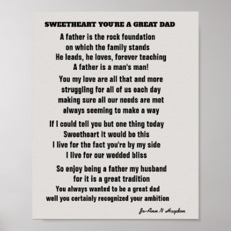 SWEETHEART YOU'RE A GREAT DAD poem  Poster