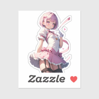 Sweethearted Pink-Haired Anime Beauty