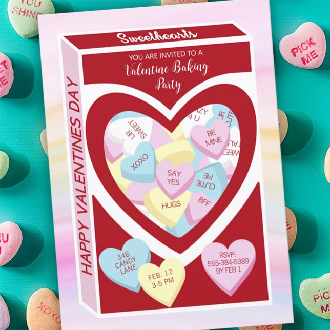 Sweethearts Candy Box Valentines Party Invitation (Creator Uploaded)
