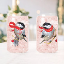 Sweethearts Couple Snowy Winter Chickadees