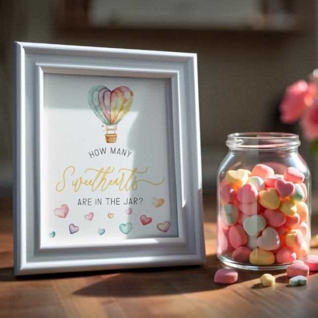 Sweethearts in Jar Baby Shower Game Sign (Valentine Baby Shower Game)
