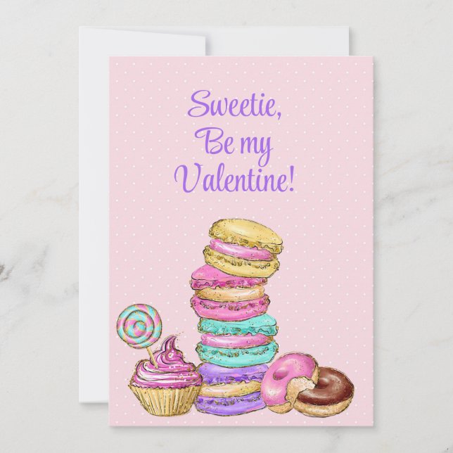 Sweetie Be My Valentine!  Yummy Bakery Goods Holiday Card (Front)