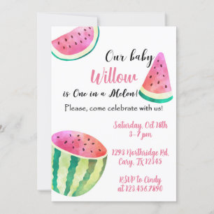 Sweetie One in a Melon girl birthday invite. Invitation