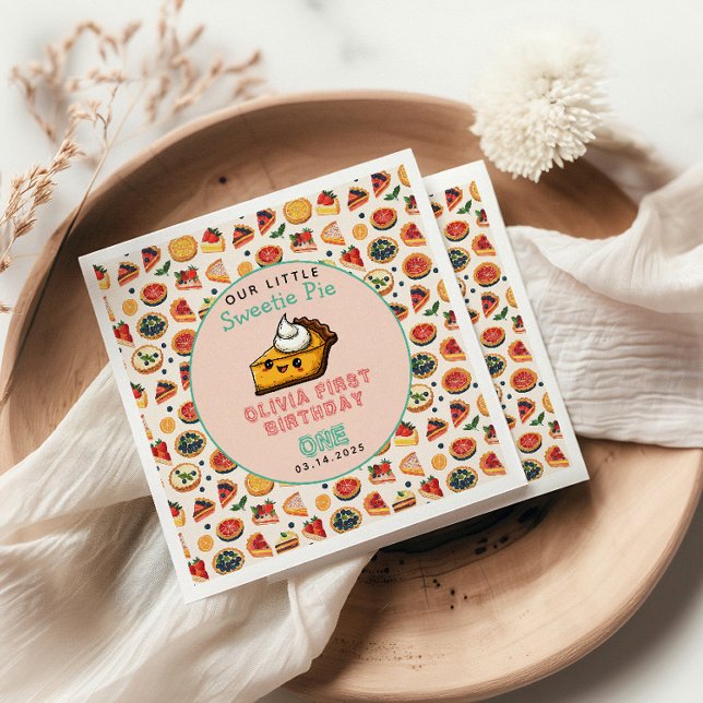 Sweetie Pie - Pi Day 1st Birthday Party Napkin (Creator Uploaded)