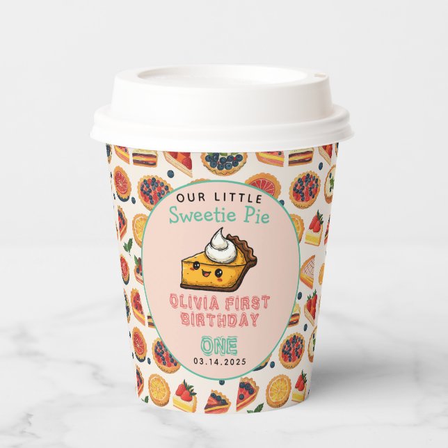 Sweetie Pie - Pi Day 1st Birthday Party Paper Cups (Front)