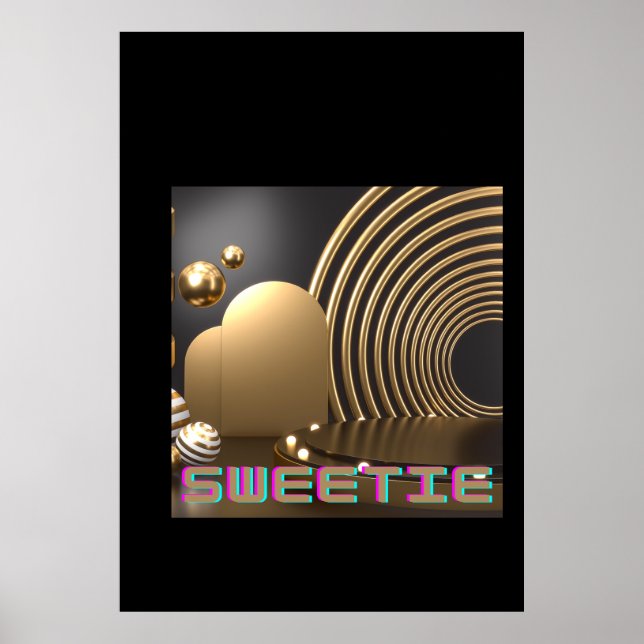 Sweetie Text name Printed with heart shape  Poster (Front)