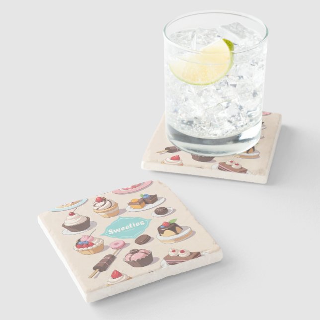Sweeties marble stone coaster (Side)