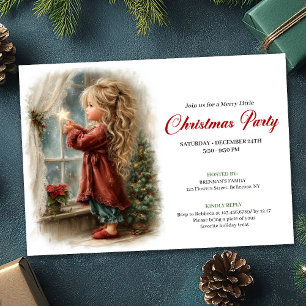 Sweetish Little Girl Awaiting Santa Editable  Invitation