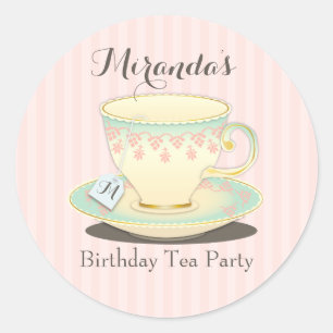 Sweetly Chic Birthday Teacup Tea Party Sticker