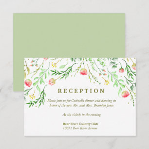 Sweetly Romantic Floral Wedding Reception Invitation