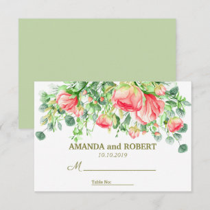 Sweetly Romantic   Floral Wedding Table Place Invitation