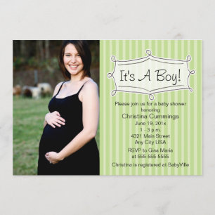 Sweetly Striped Baby Shower Photo Invitation