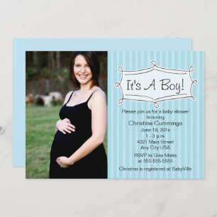 Sweetly Striped Baby Shower Photo Invitation