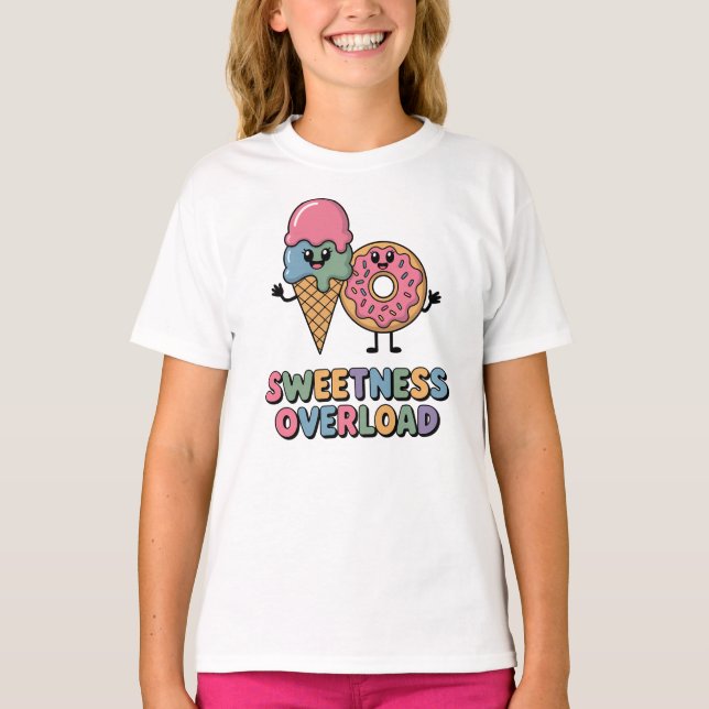 Sweetness Overload | Doughnut & Ice Cream Kids T-Shirt (Front)