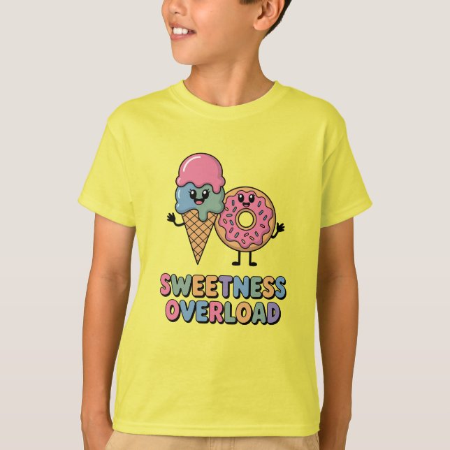 Sweetness Overload | Doughnut & Ice Cream Kids T-Shirt (Front)