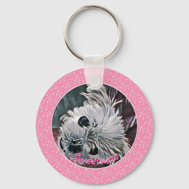 Sweetness-Pink-Puppy-ANY-PHOTO-TEMPLATE- Key Ring (Front)