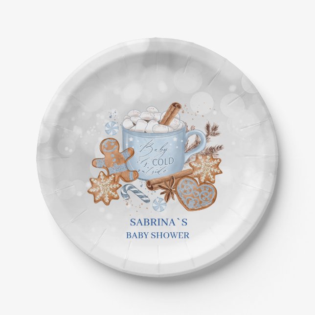 Sweets and Baby it is cold outside baby shower Pap Paper Plate (Front)