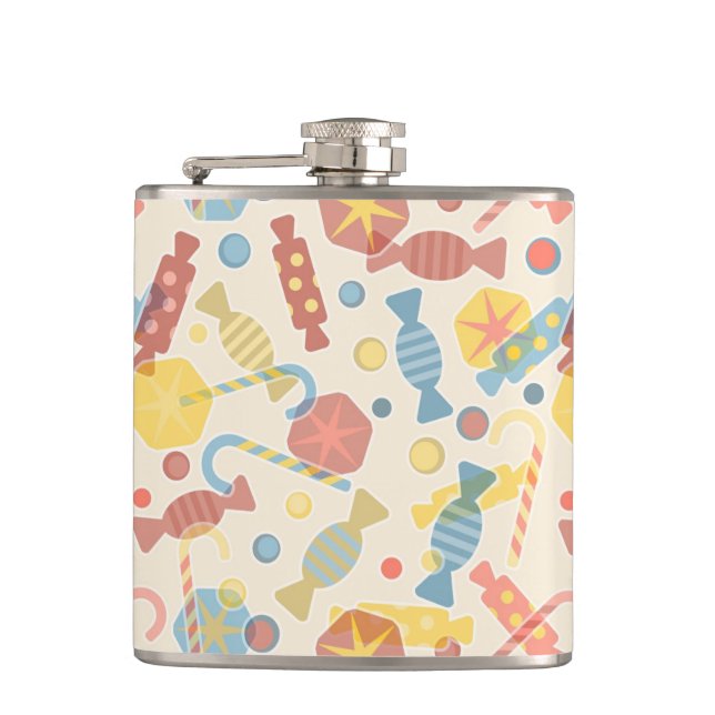 Sweets And Candy Pattern Hip Flask (Front)