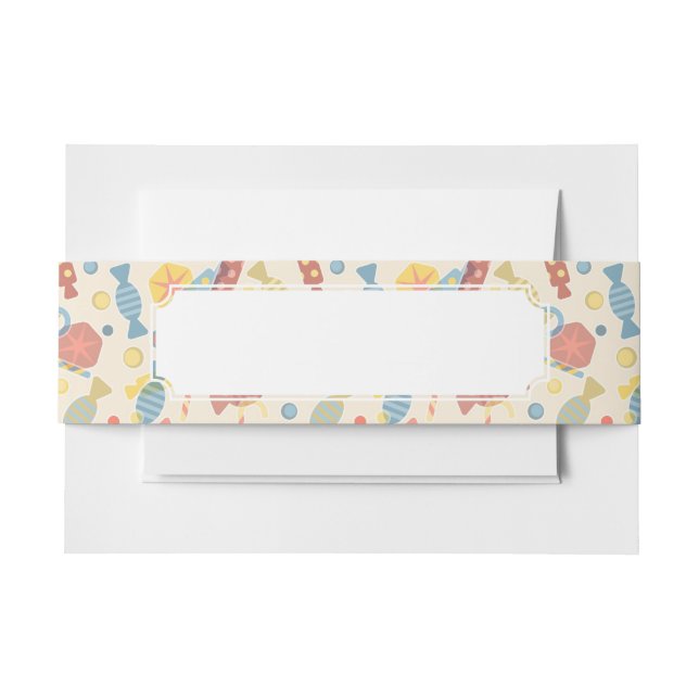Sweets And Candy Pattern Invitation Belly Band (Front Example)