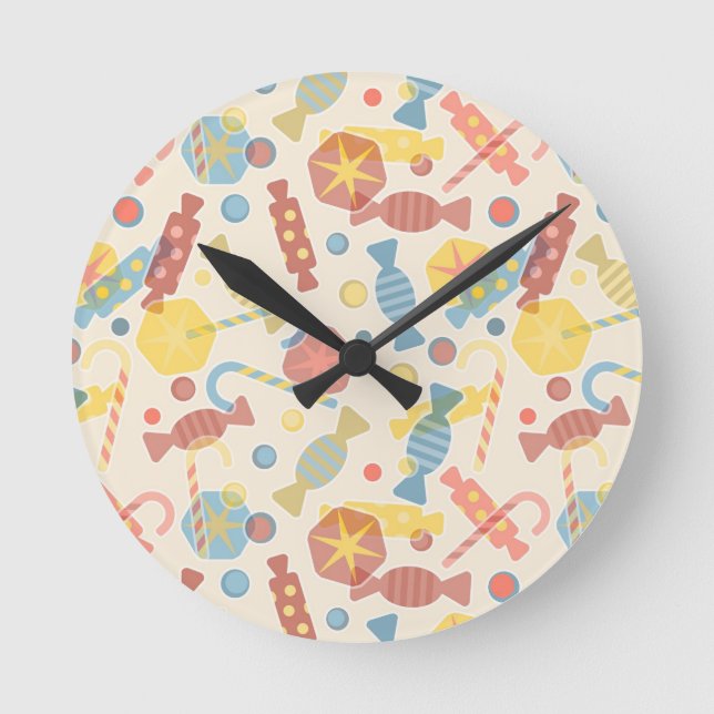 Sweets And Candy Pattern Round Clock (Front)