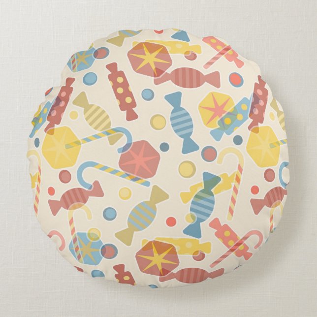 Sweets And Candy Pattern Round Cushion (Front)