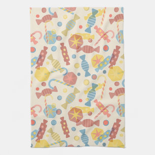 Sweets And Candy Pattern Tea Towel