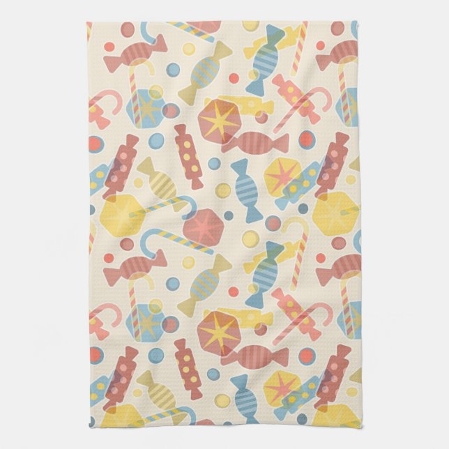 Sweets And Candy Pattern Tea Towel (Vertical)