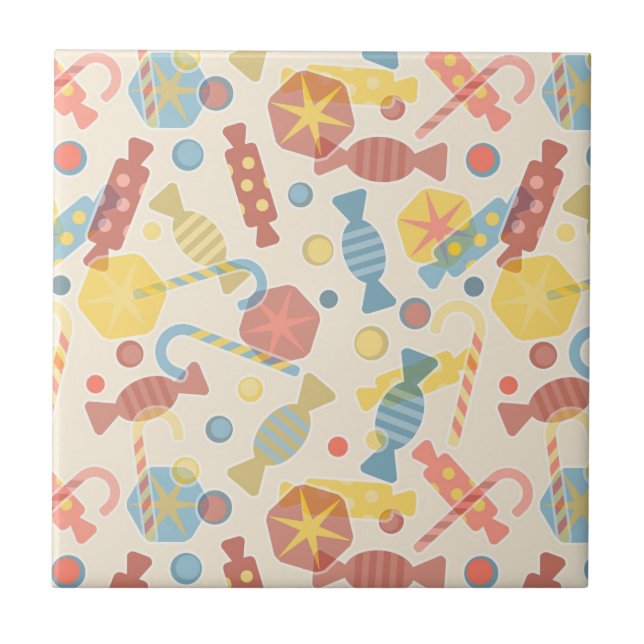 Sweets And Candy Pattern Tile (Front)