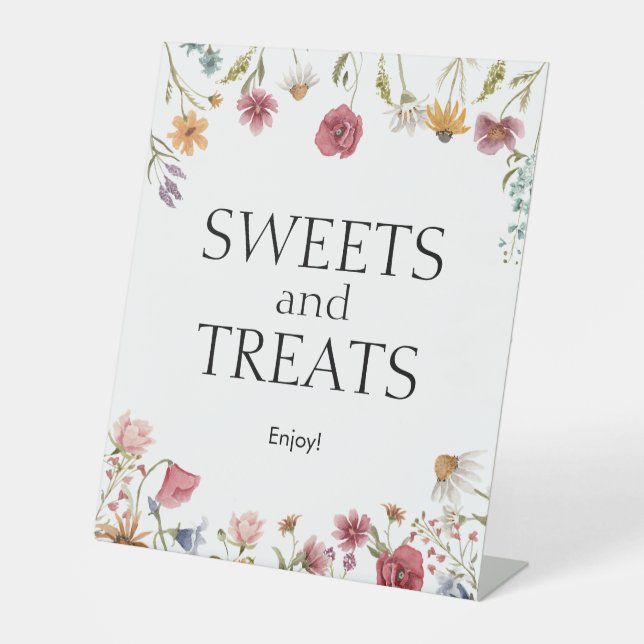 Sweets and Treats Baby Shower Sign Floral (Front)