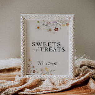 Sweets And Treats Boho Wildflower Wedding Sign 