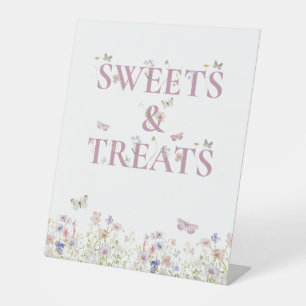 Sweets and Treats Favours Butterfly Floral Garden Pedestal Sign