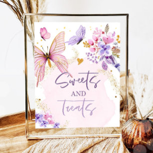 Sweets and Treats Favours Butterfly Floral Garden Poster