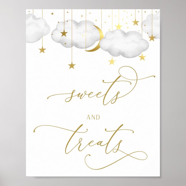 Sweets and Treats Sign, Baby Shower Dessert Bar Poster (Front)