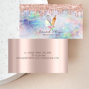 Sweets Cupcake Rose Gold Drips Opal Bakery Business Card
