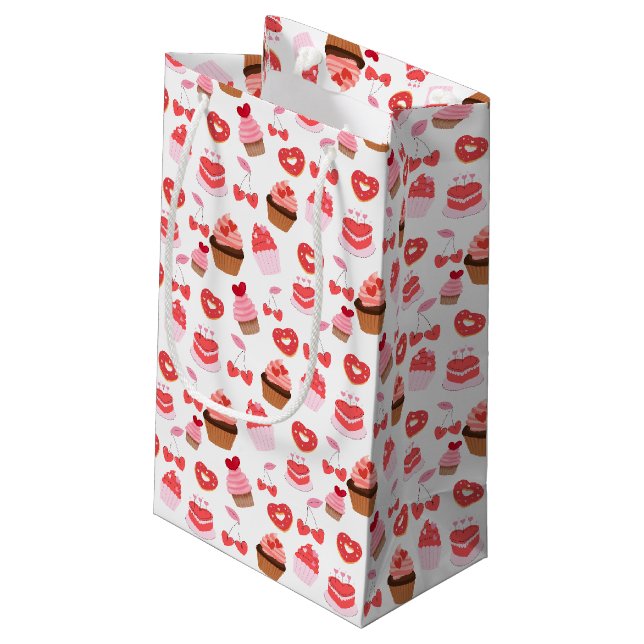 Sweets Cupcakes Valentines Day  Small Gift Bag (Back Angled)