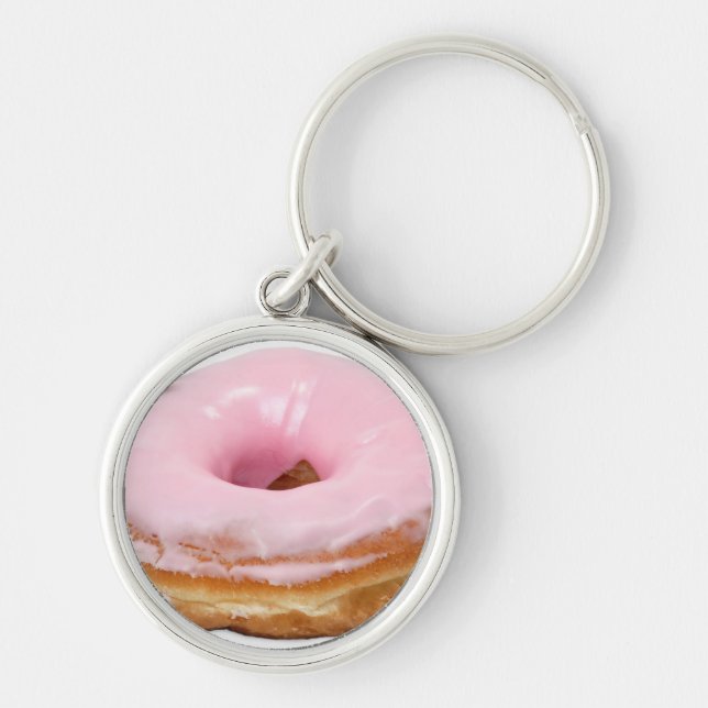 Sweets Dessert Food Pink Frosted Doughnut Key Ring (Front)