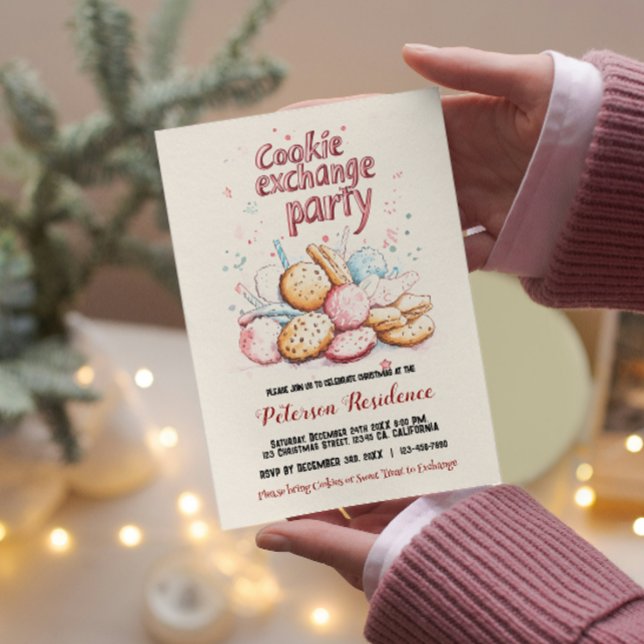 Sweets I Modern Christmas Cookie Exchange Party Invitation (Creator Uploaded)