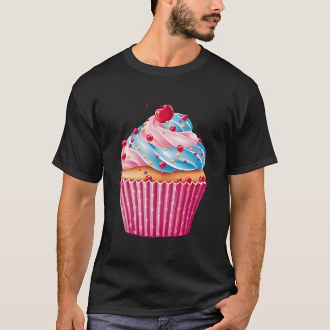 Sweets K Cupcake Sprinkles Pattern Dessert Food T-Shirt (Front)