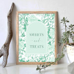 Sweets Treats Green White Chinoiserie Bridal Sign<br><div class="desc">This chinoiserie-inspired design features elegant botanical florals and greenery in sage green and white. Personalise the invite with your details and if you want to further re-arrange the style and placement of the text,  please press the "Click to customise further" button.</div>