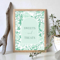 Sweets Treats Green White Chinoiserie Bridal Sign